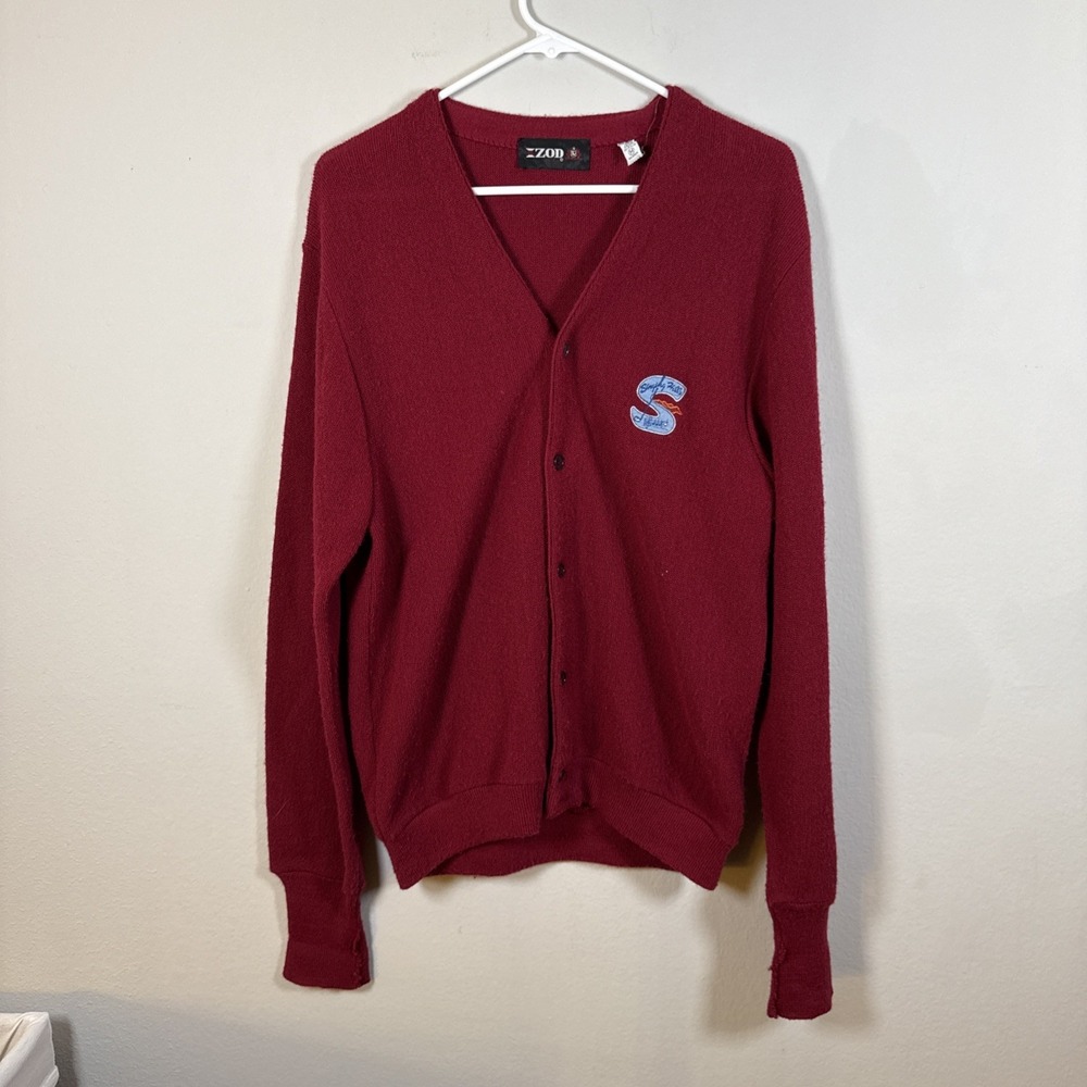 Vintage Izod Lacoste Sweater Mens M Red Button Cardigan Golf Club Singing Hills